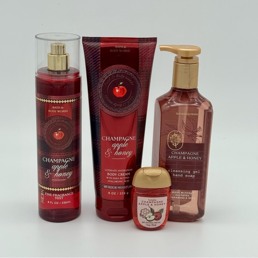 Bath and Body Works Champagne Apple & Honey Body Spray Lotion Soap Gift Set NWT